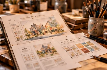 水彩で描かれたHPデザイン案
